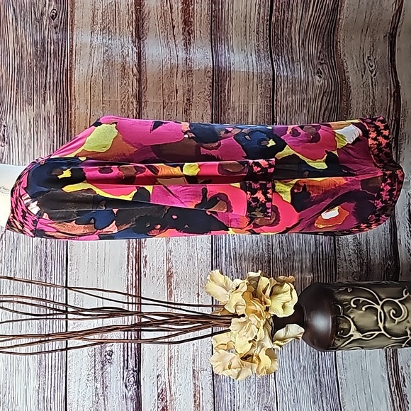 NEW ALFANI MULTI-COLOR 3/4 FLARED SLEEVE LONG TUNIC OR DRESS - Picture 8 of 12